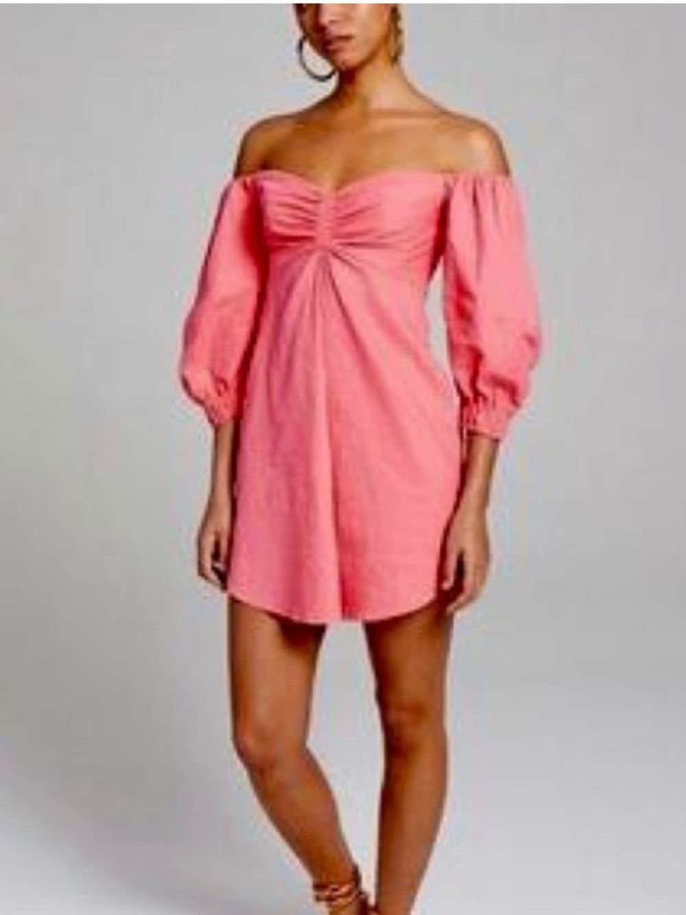 ALC Mila Off Shoulder Linen Blend Mini Dress